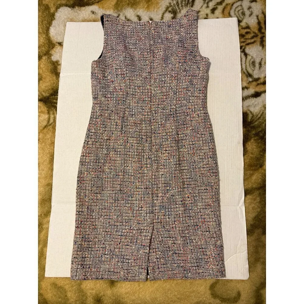 Tory Burch Emma Knotted Tweed Sleeveless Midi Lined Dress Size 12 - Picture 9 of 16